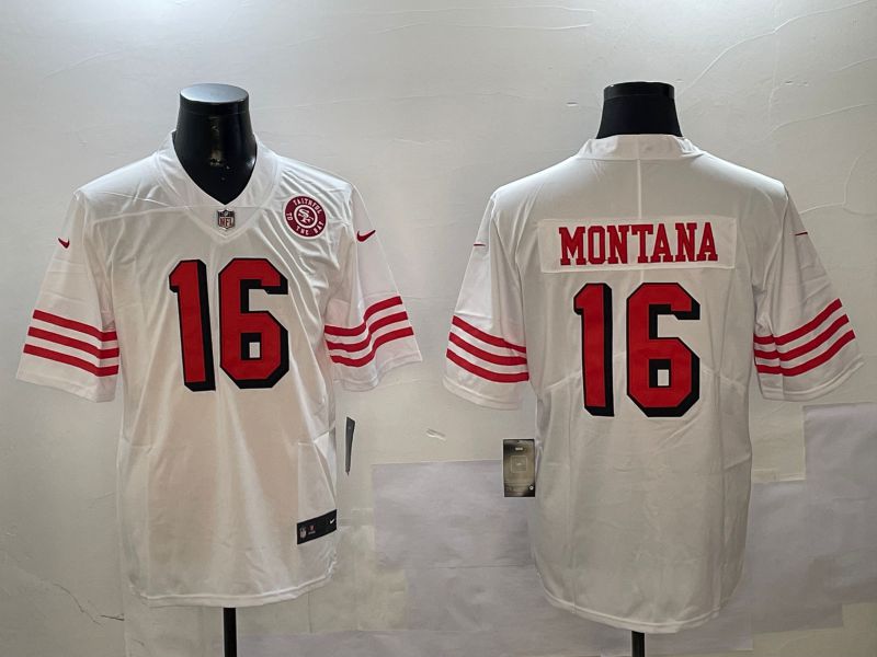 Men San Francisco 49ers #16 Montana White Throwback 2024 Nike Limited NFL Jersey style 01043->san francisco 49ers->NFL Jersey